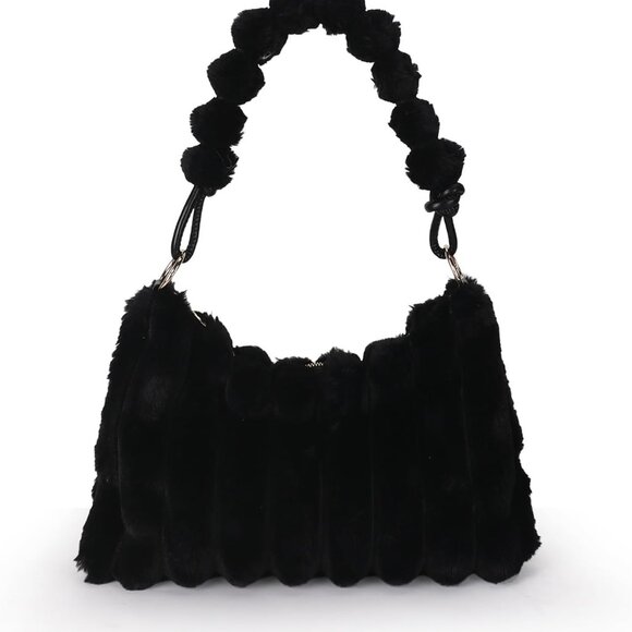 Faux Fur Purses for Women Fluffy Tote Bag Plush Shoulder Handbag - Picture 1 of 7